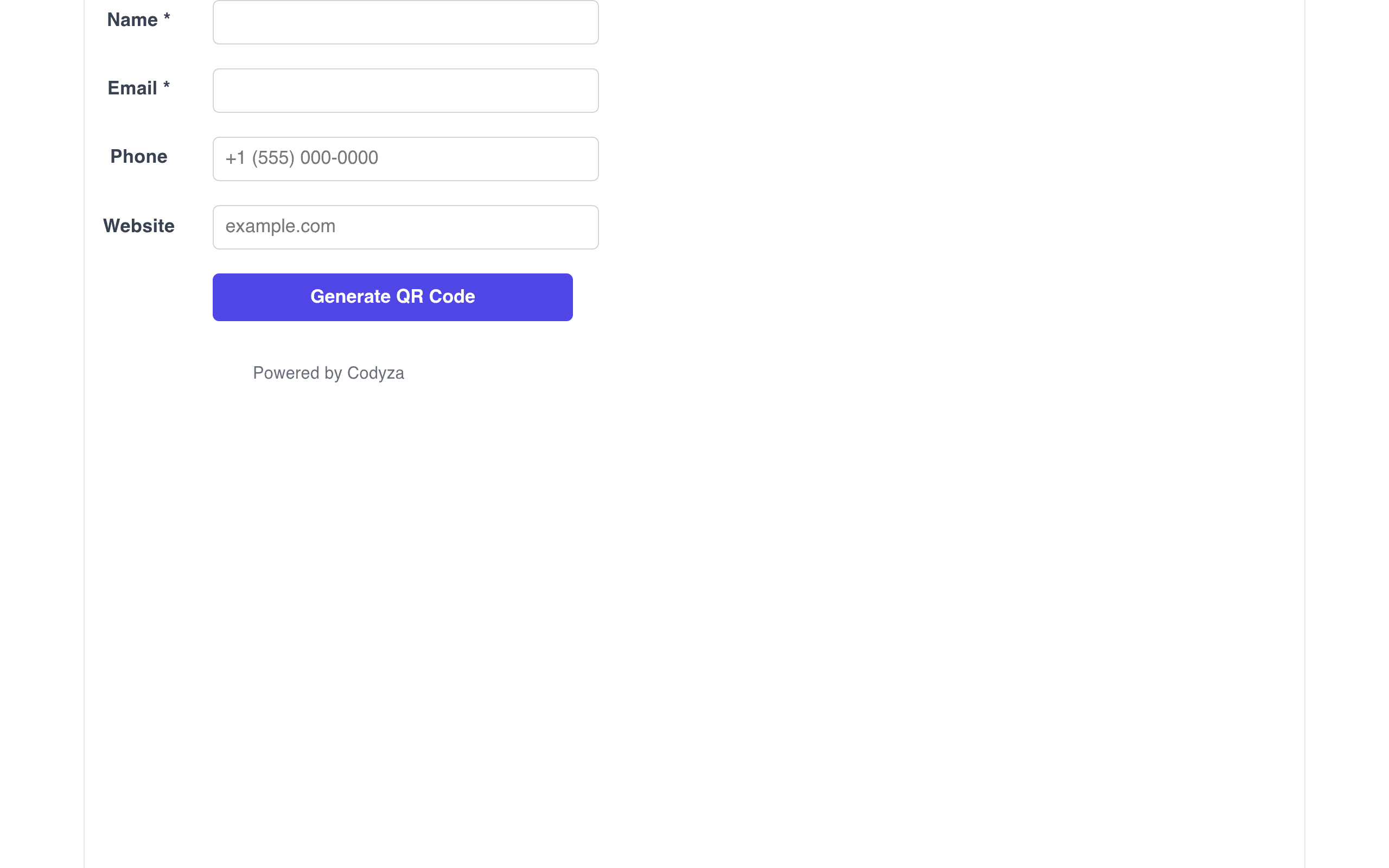 Screenshot of Business Card QR Code Generator