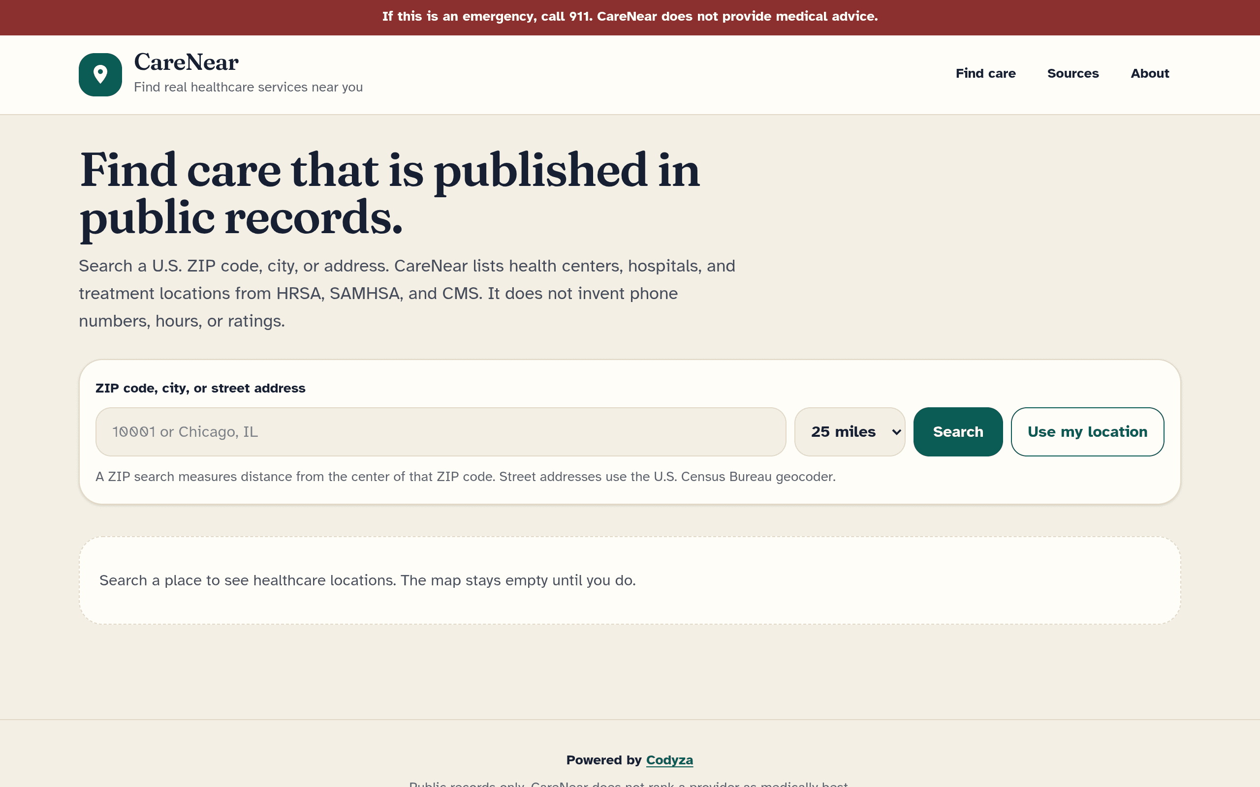 Screenshot of CareNear