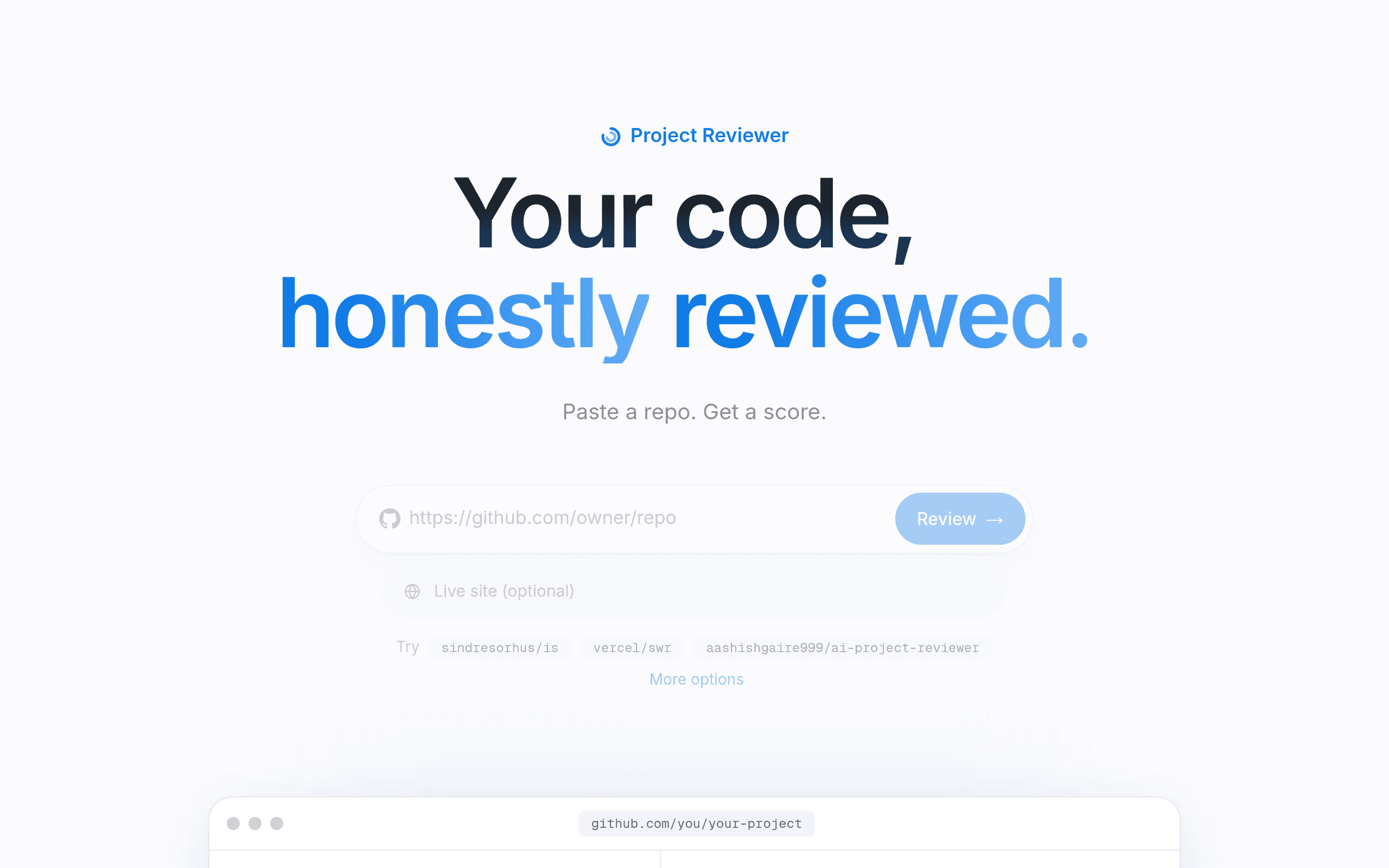 Screenshot of Project Reviewer