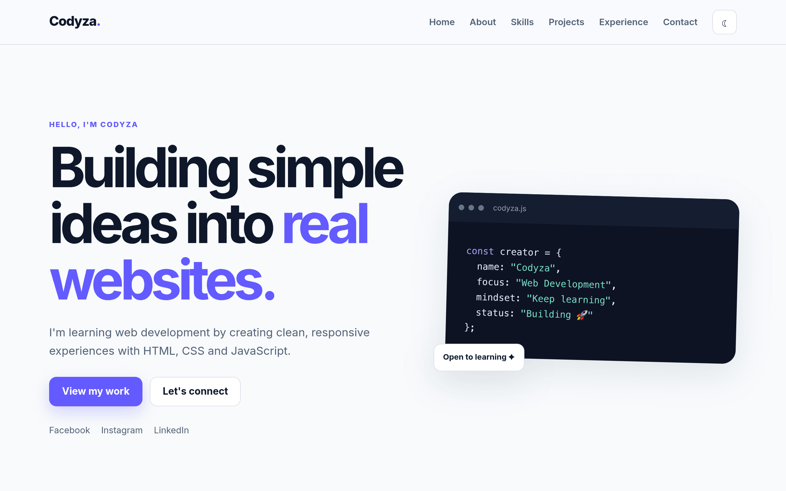 Screenshot of Codyza Portfolio