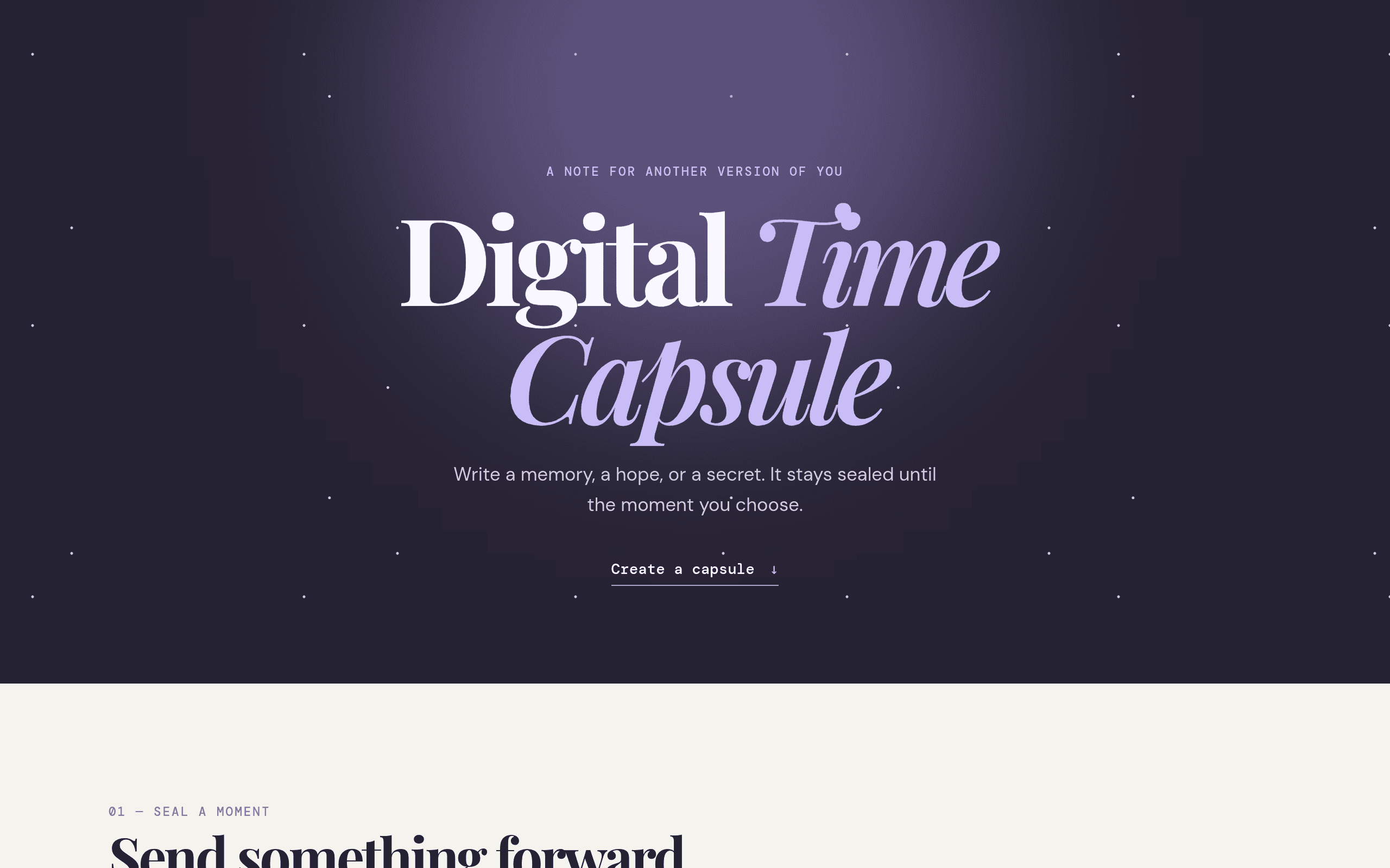 Screenshot of Digital Time Capsule